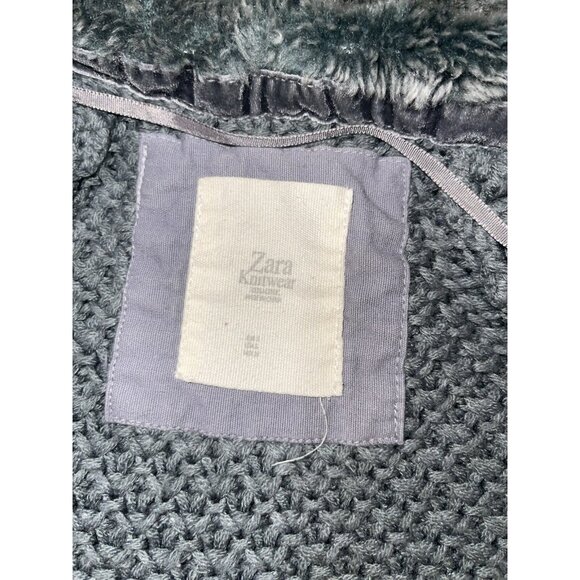 ZARA  Women's Size Small Gray Short Sleeve Cardigan Hooded Sweater Snap Buttons - Picture 10 of 15
